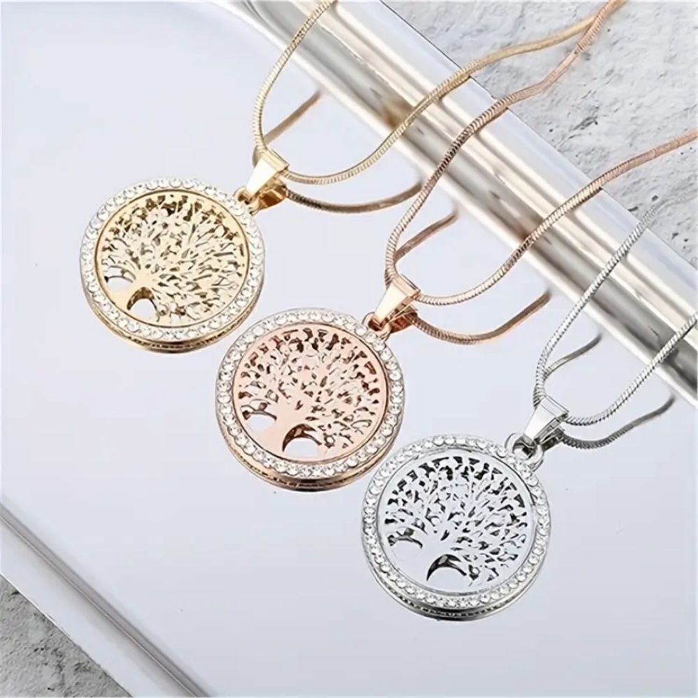 🔅🆕🔅Elegant 18k, S925 Plated Tree of Life Round Rhinestone Pendant Necklace🔅